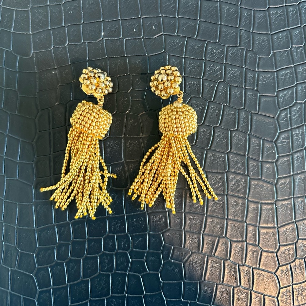 Chic Gold Beaded Tassel Earrings